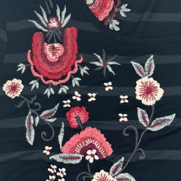 Soft Surroundings Striped Embroidered Tunic Top Women's Size Large - Picture 3 of 7